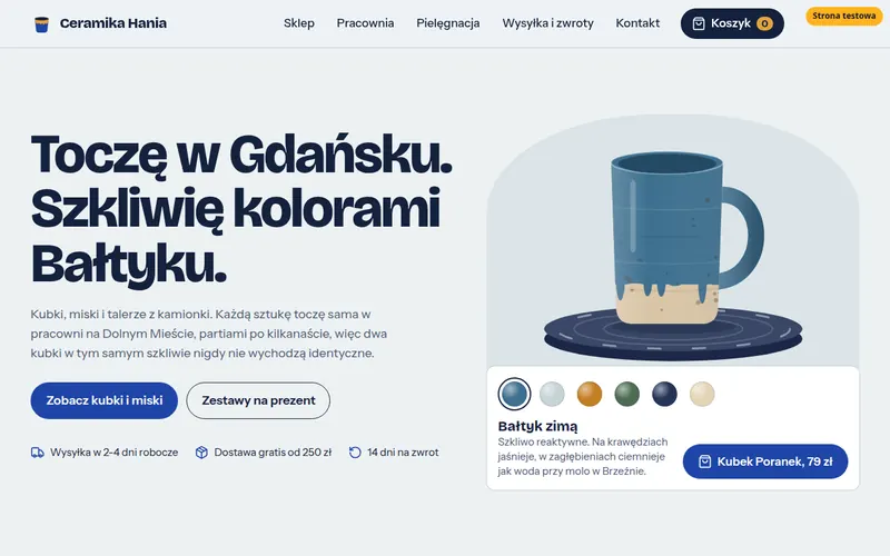 Strona testowa: sklep internetowy, Ceramika Hania