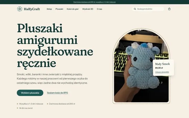Strona główna sklepu HalfyCraft z pluszakami amigurumi
